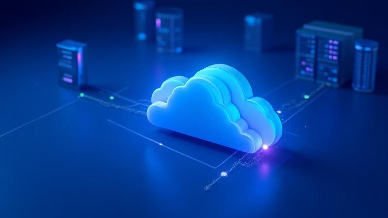 Visualisierung von Cloud-Infrastruktur mit Servern und Datenflüssen